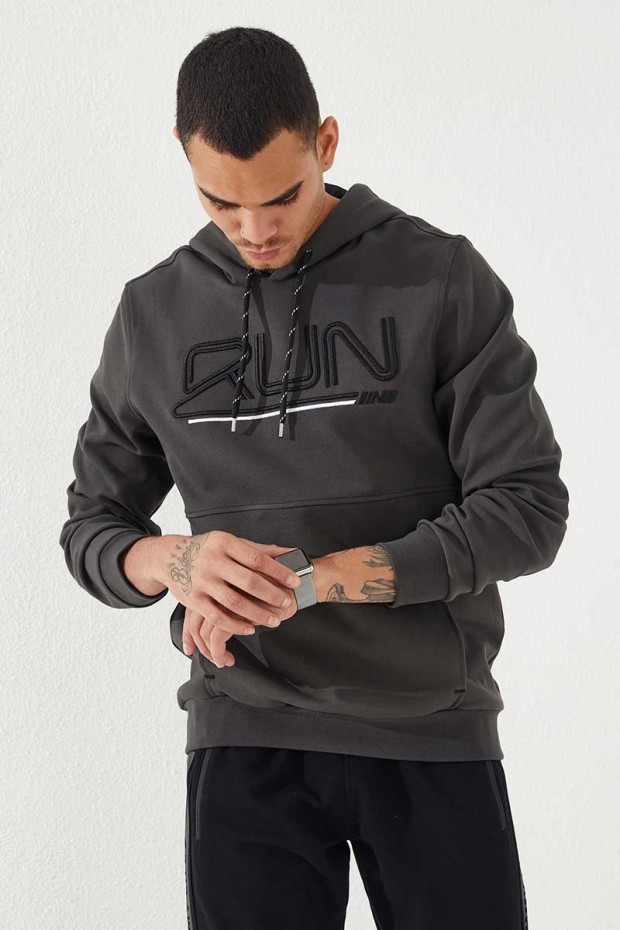 Tommy Life Haki Yazı Nakışlı Standart Kalıp Kapüşonlu Erkek Sweatshirt - 87887. 3 Tommy Life Haki Yazı Nakışlı Standart Kalıp Kapüşonlu Erkek Sweatshirt - 87887. 3