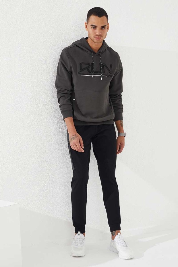 Tommy Life Haki Yazı Nakışlı Standart Kalıp Kapüşonlu Erkek Sweatshirt - 87887. 2 Tommy Life Haki Yazı Nakışlı Standart Kalıp Kapüşonlu Erkek Sweatshirt - 87887. 2