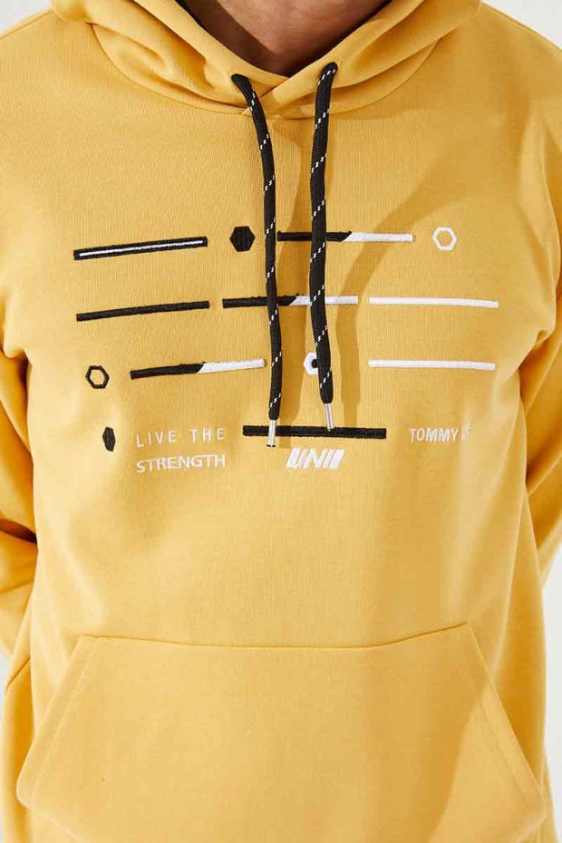 Tommy Life Hardal Şerit Nakışlı Standart Kalıp Kapüşonlu Erkek Sweatshirt - 87885. 3 Tommy Life Hardal Şerit Nakışlı Standart Kalıp Kapüşonlu Erkek Sweatshirt - 87885. 3