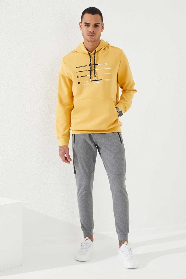 Tommy Life Hardal Şerit Nakışlı Standart Kalıp Kapüşonlu Erkek Sweatshirt - 87885. 2 Tommy Life Hardal Şerit Nakışlı Standart Kalıp Kapüşonlu Erkek Sweatshirt - 87885. 2