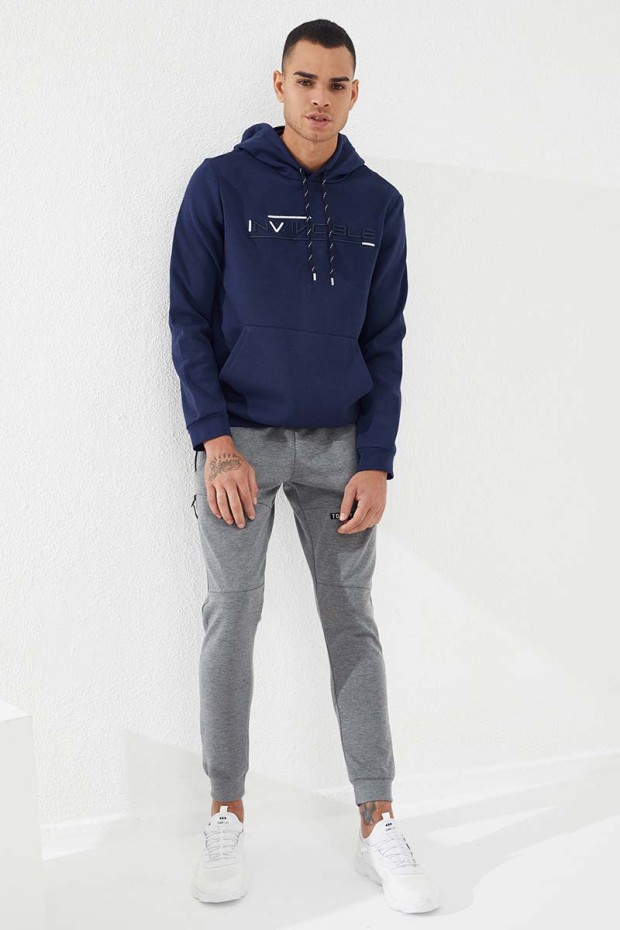 Tommy Life İndigo Kanguru Cep Standart Kalıp Kapüşonlu Erkek Sweatshirt - 87883. 1 Tommy Life İndigo Kanguru Cep Standart Kalıp Kapüşonlu Erkek Sweatshirt - 87883. 1