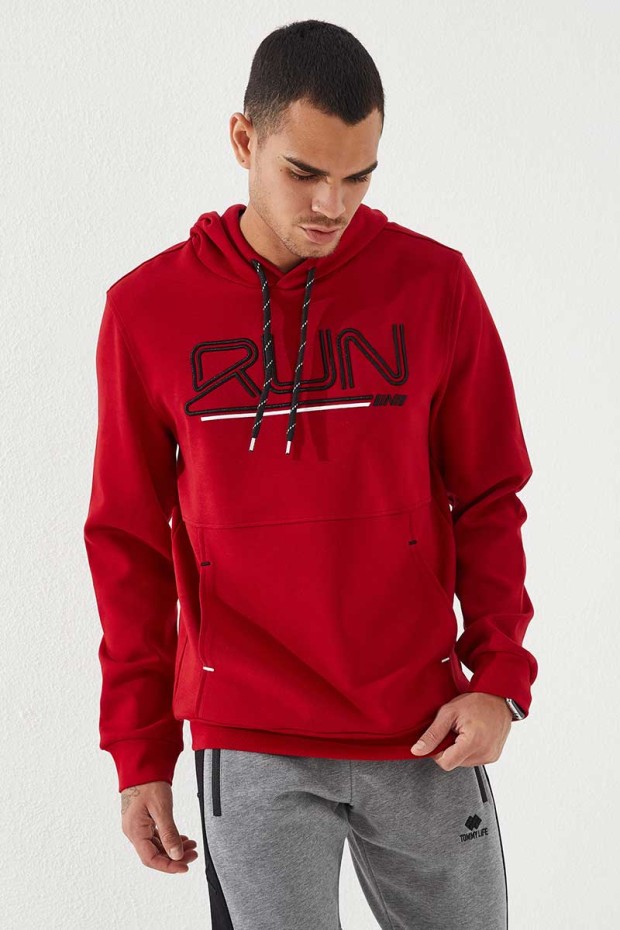 Tommy Life Kırmızı Yazı Nakışlı Standart Kalıp Kapüşonlu Erkek Sweatshirt - 87887. 7 Tommy Life Kırmızı Yazı Nakışlı Standart Kalıp Kapüşonlu Erkek Sweatshirt - 87887. 7