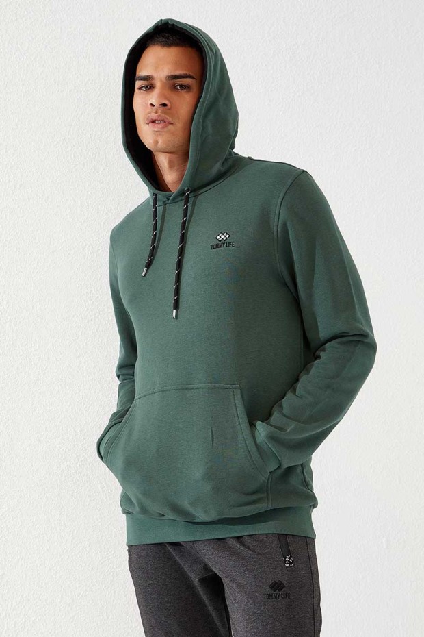 Tommy Life Yeşil Kanguru Cep Standart Kalıp Kapüşonlu Erkek Sweatshirt - 87872. 3 Tommy Life Yeşil Kanguru Cep Standart Kalıp Kapüşonlu Erkek Sweatshirt - 87872. 3