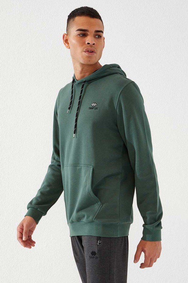 Tommy Life Yeşil Kanguru Cep Standart Kalıp Kapüşonlu Erkek Sweatshirt - 87872. 5 Tommy Life Yeşil Kanguru Cep Standart Kalıp Kapüşonlu Erkek Sweatshirt - 87872. 5