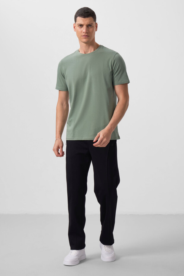 Açık Yeşil Erkek Basic Kısa Kol Standart Kalıp O Yaka T-shirt - 87911 - 2