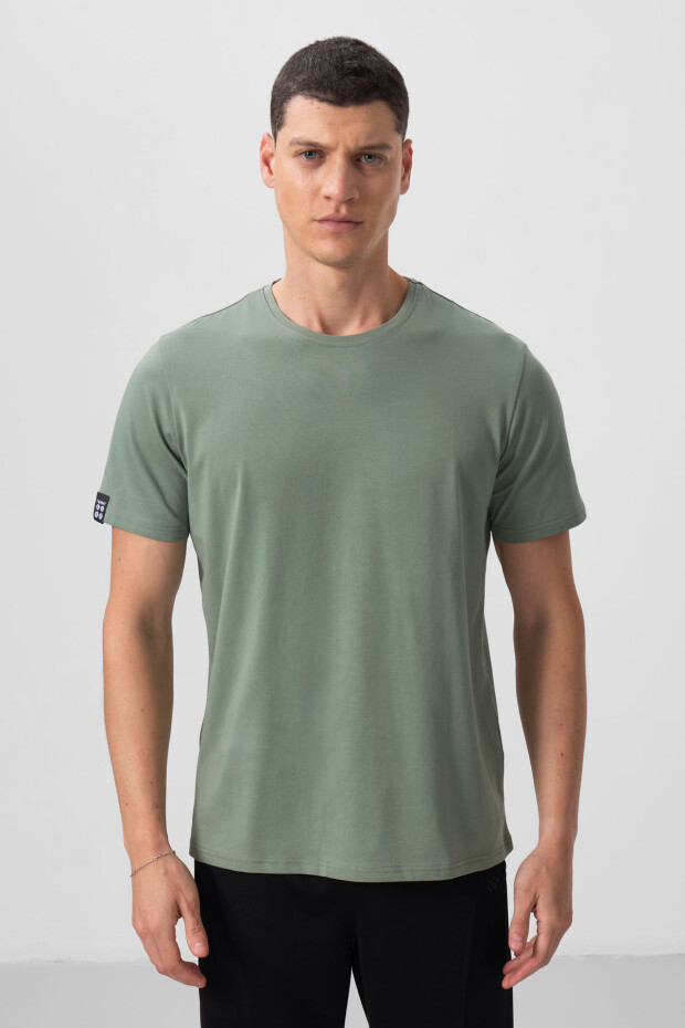 Açık Yeşil Erkek Basic Kısa Kol Standart Kalıp O Yaka T-shirt - 87911 - 4