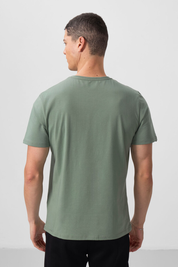 Açık Yeşil Erkek Basic Kısa Kol Standart Kalıp O Yaka T-shirt - 87911 - 5