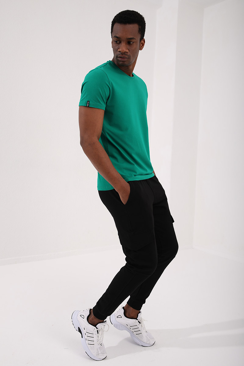 Tommy Life Koyu Yeşil Basic Kısa Kol Standart Kalıp O Yaka Erkek T-Shirt - 87911. 3