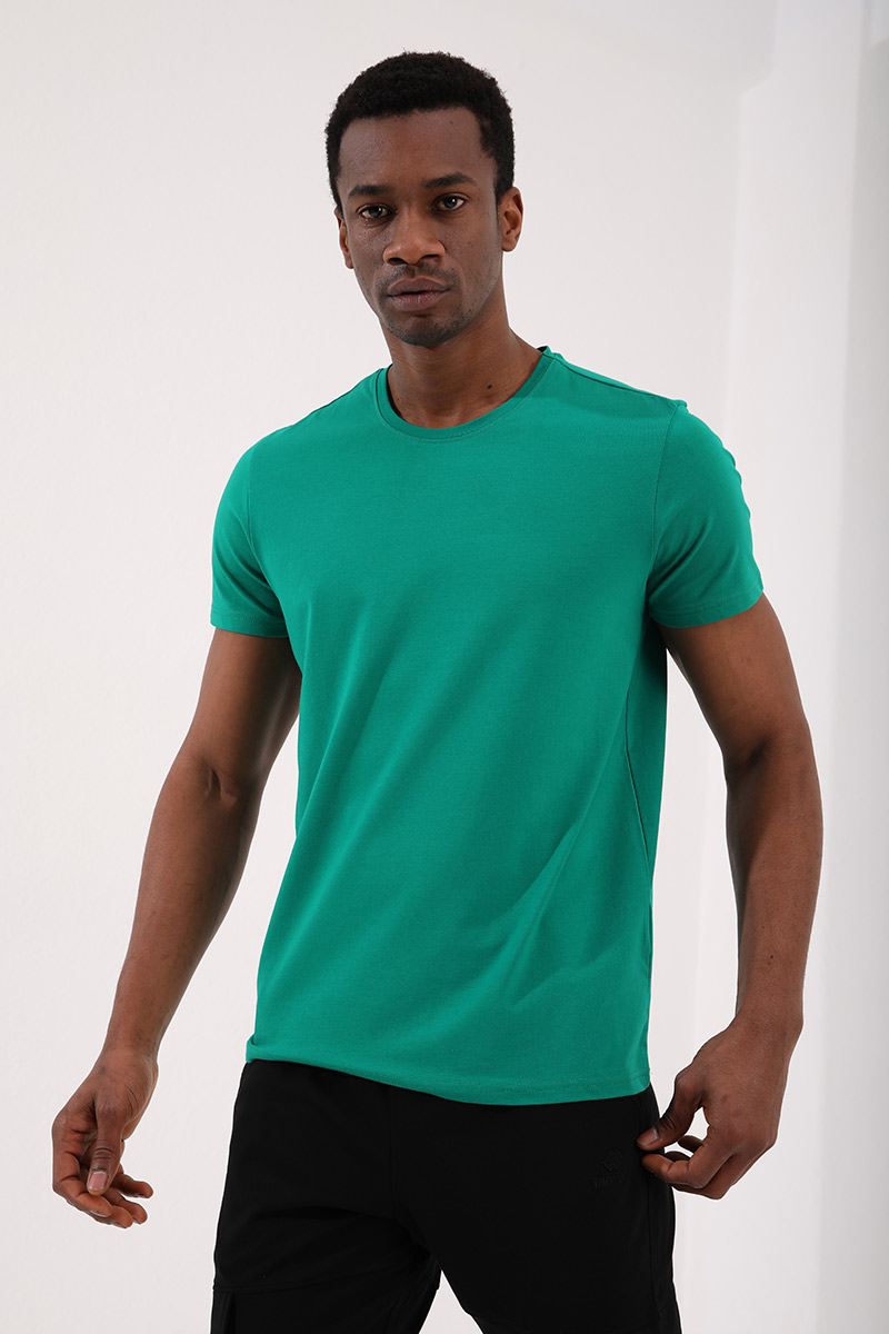 Tommy Life Koyu Yeşil Basic Kısa Kol Standart Kalıp O Yaka Erkek T-Shirt - 87911. 6