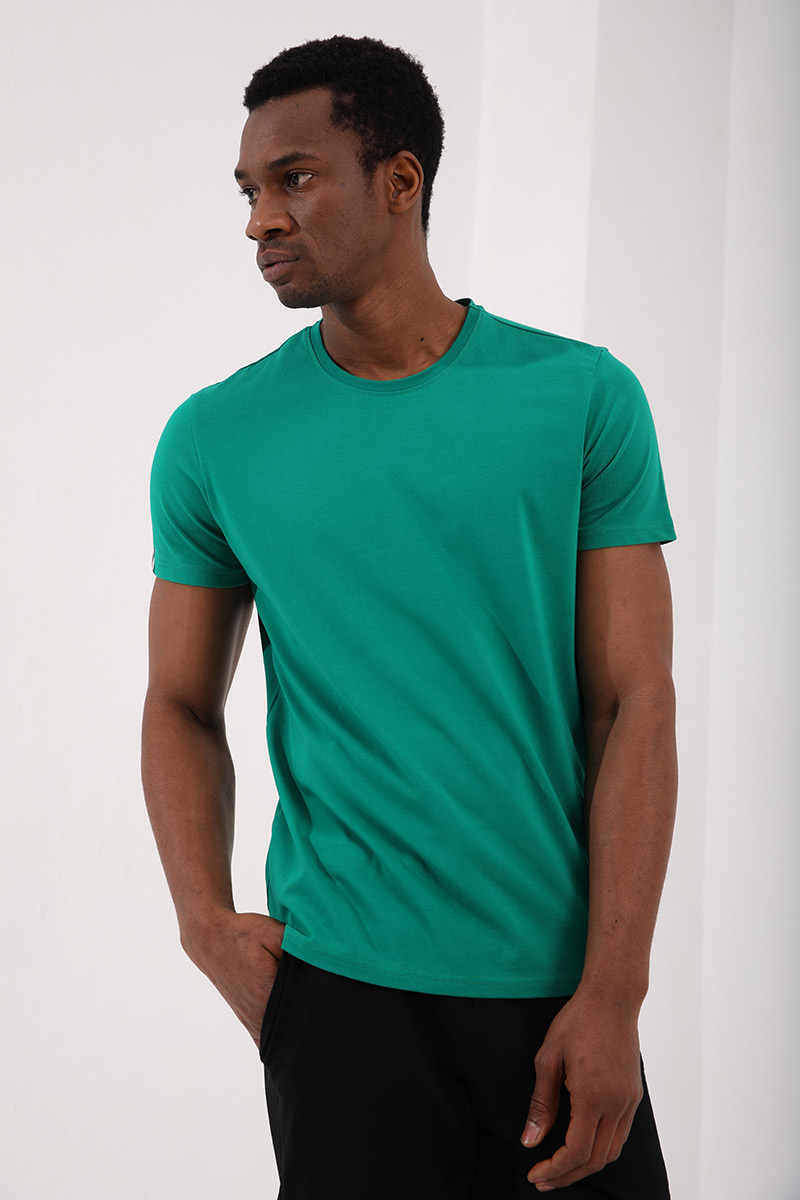 Tommy Life Koyu Yeşil Basic Kısa Kol Standart Kalıp O Yaka Erkek T-Shirt - 87911. 5
