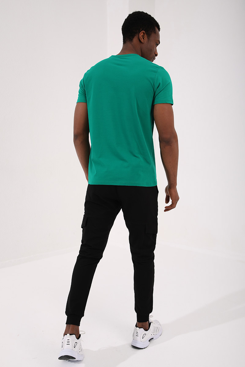 Tommy Life Koyu Yeşil Basic Kısa Kol Standart Kalıp O Yaka Erkek T-Shirt - 87911. 9
