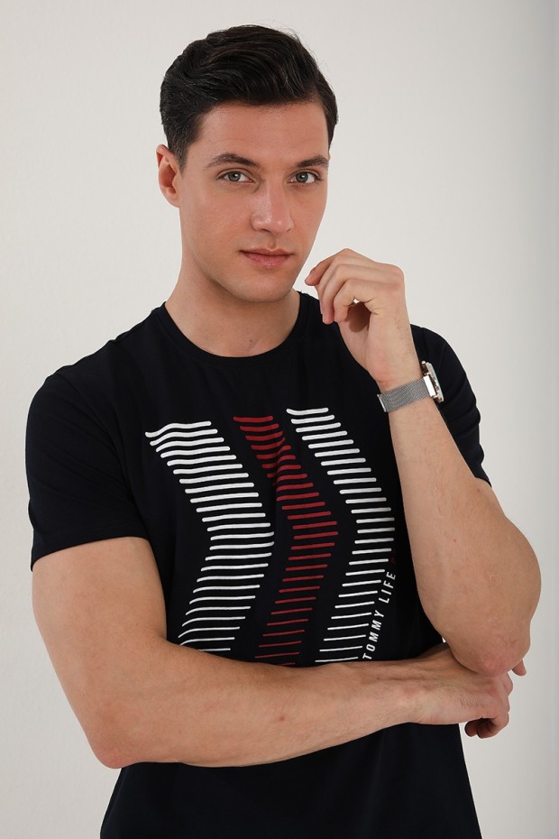 Tommy Life Lacivert Karışık Harf Rakam Baskılı Rahat Form O Yaka Erkek T-Shirt - 87960. 6 Tommy Life Lacivert Karışık Harf Rakam Baskılı Rahat Form O Yaka Erkek T-Shirt - 87960. 6