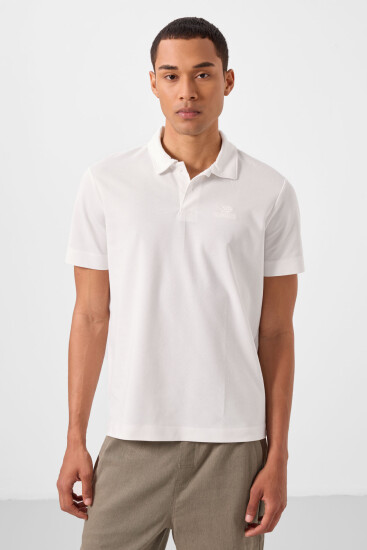 Ekru Standart Kalıp Basic Polo Yaka Erkek T-Shirt - 87748 