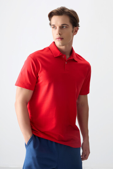 Fiesta Pamuklu Kalın Yumuşak Dokulu Polo Yaka Oversize Fit Basic Erkek T- Shirt - 88381 