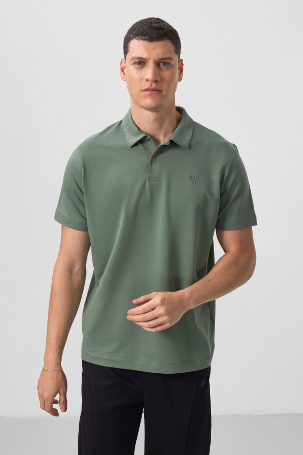 Açık Yeşil Standart Kalıp Basic Polo Yaka Erkek T-Shirt - 87768 - 4