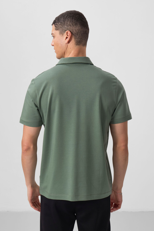 Açık Yeşil Standart Kalıp Basic Polo Yaka Erkek T-Shirt - 87768 - 5