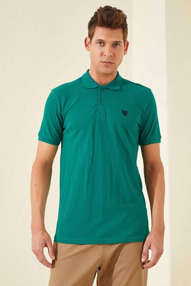 Tommy Life Koyu Yeşil Basic Göğüs Logolu Standart Kalıp Triko Polo Yaka Erkek T-Shirt - 87768. 1