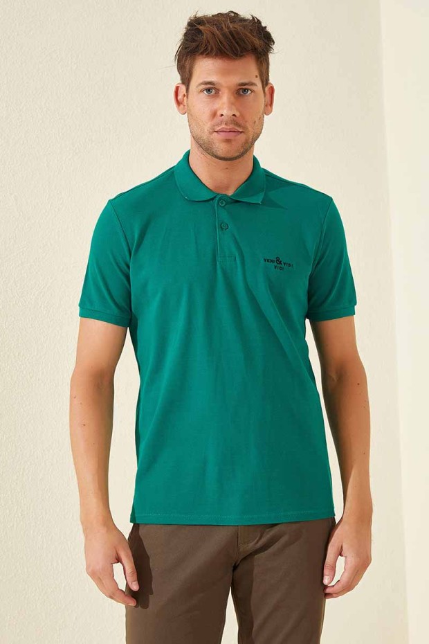 Tommy Life Koyu Yeşil Klasik Kısa Kol Standart Kalıp Polo Yaka Erkek T-Shirt - 87787. 1