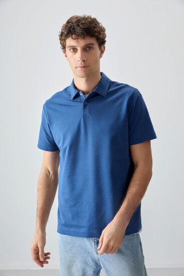 Parlament Pamuklu Kalın Yumuşak Dokulu Polo Yaka Oversize Fit Basic Erkek T- Shirt - 88381 