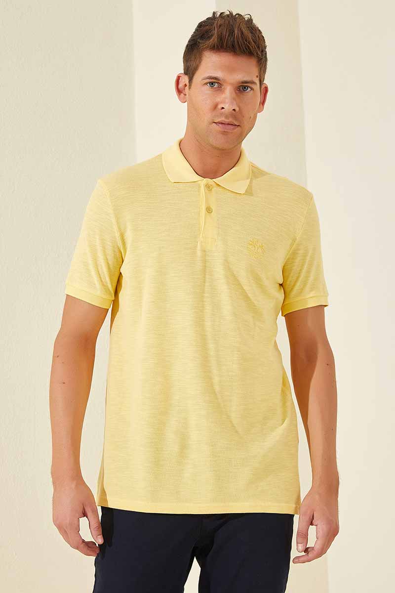 Tommy Life Sarı Klasik Kısa Kol Standart Kalıp Polo Yaka Erkek T-Shirt - 87776. 1