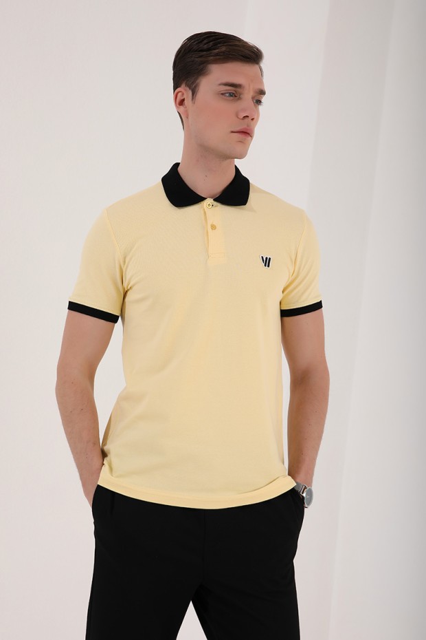 Tommy Life Sarı Basic Göğüs Logolu Standart Kalıp Polo Yaka Erkek T-Shirt - 87938. 2