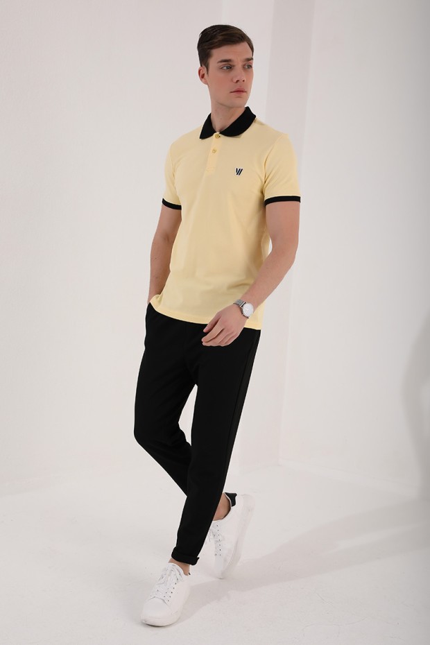 Tommy Life Sarı Basic Göğüs Logolu Standart Kalıp Polo Yaka Erkek T-Shirt - 87938. 6