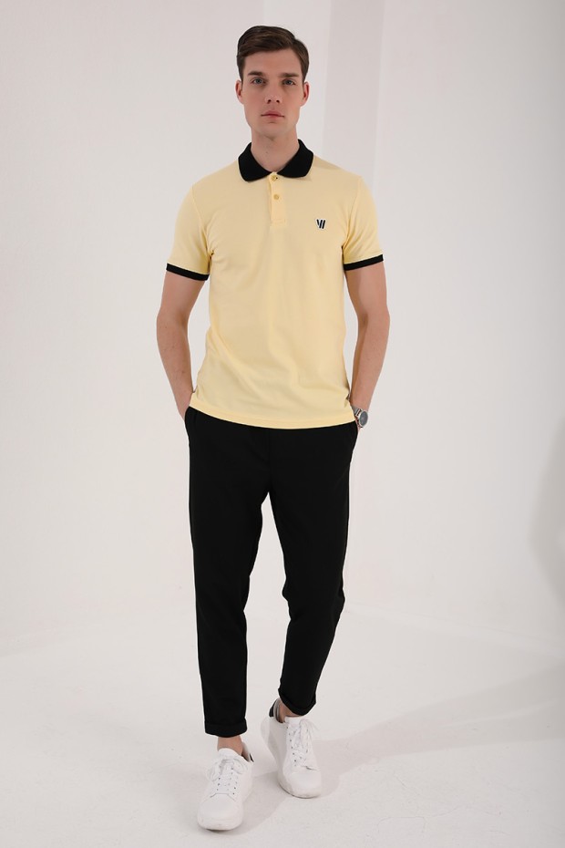 Tommy Life Sarı Basic Göğüs Logolu Standart Kalıp Polo Yaka Erkek T-Shirt - 87938. 7