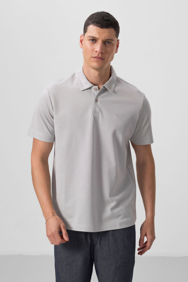 Taş Standart Kalıp Basic Polo Yaka Erkek T-Shirt - 87768 - 4