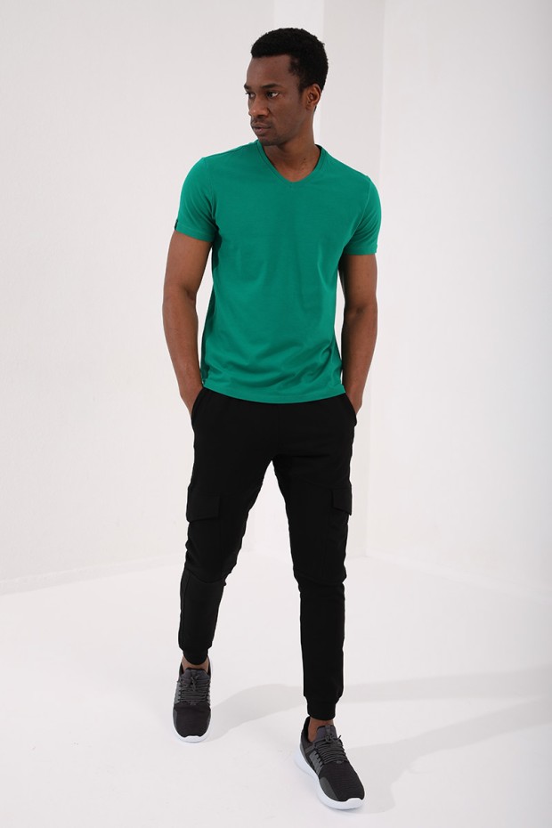 Tommy Life Koyu Yeşil Basic Kısa Kol Standart Kalıp V Yaka Erkek T-Shirt - 87912. 6 Tommy Life Koyu Yeşil Basic Kısa Kol Standart Kalıp V Yaka Erkek T-Shirt - 87912. 6