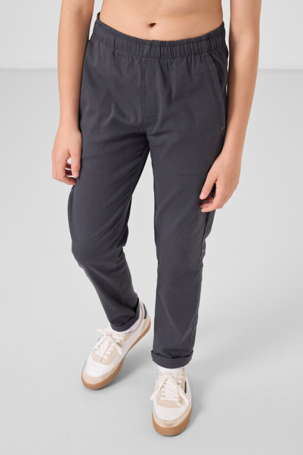 Gri Standart Fit Dokuma Hafif Esnek Chino Erkek Çocuk Pantolon - 11272 - 2