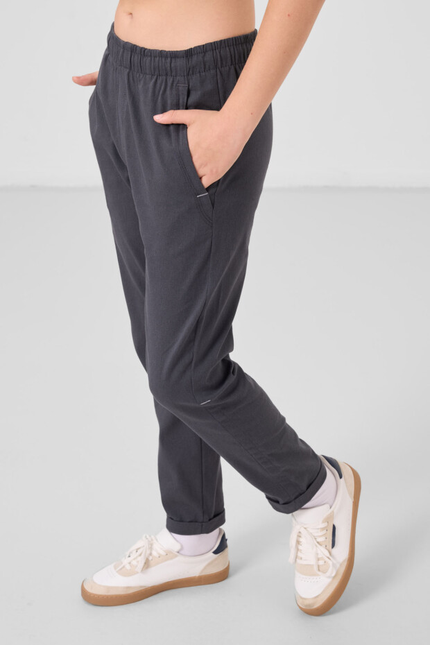 Gri Standart Fit Dokuma Hafif Esnek Chino Erkek Çocuk Pantolon - 11272 - 3