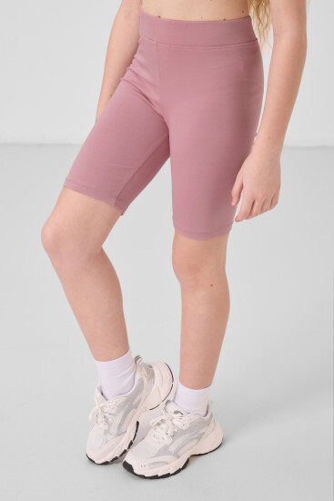 Gül Kurusu Pamuklu Kısa Paça Standart Fit Basic Kız Çocuk Tayt - 75188 