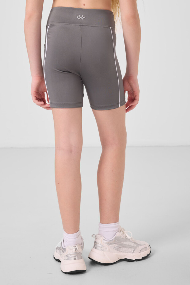 Koyu Gri Esnek Standart Fit Basic Performans Kız Çocuk Tayt - 75189 - 5