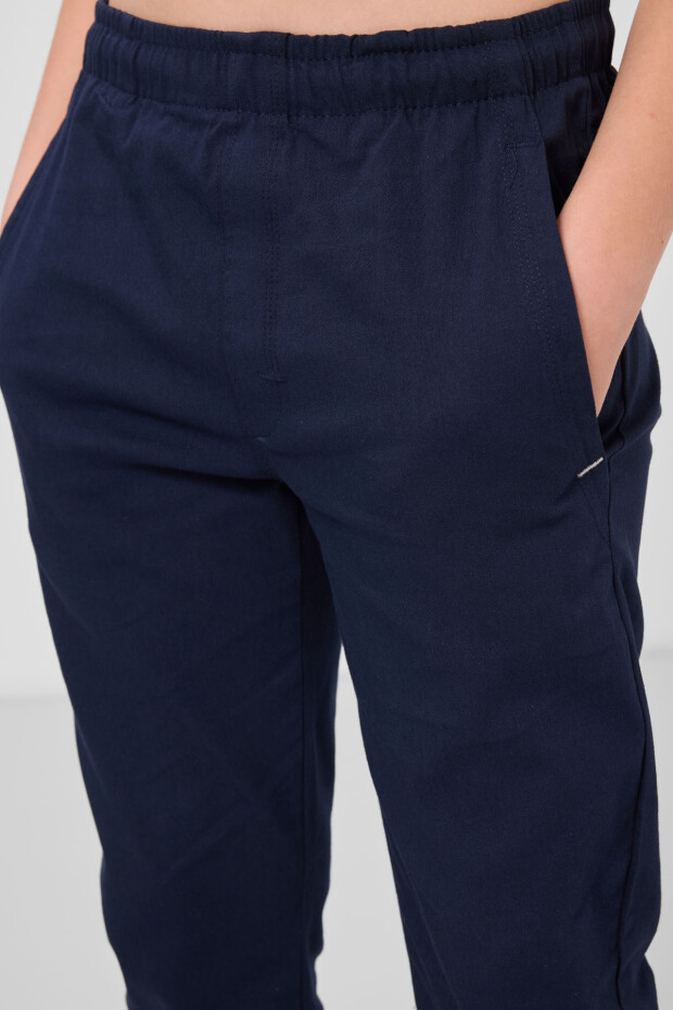 Lacivert Standart Fit Dokuma Hafif Esnek Chino Erkek Çocuk Pantolon - 11272 - 2