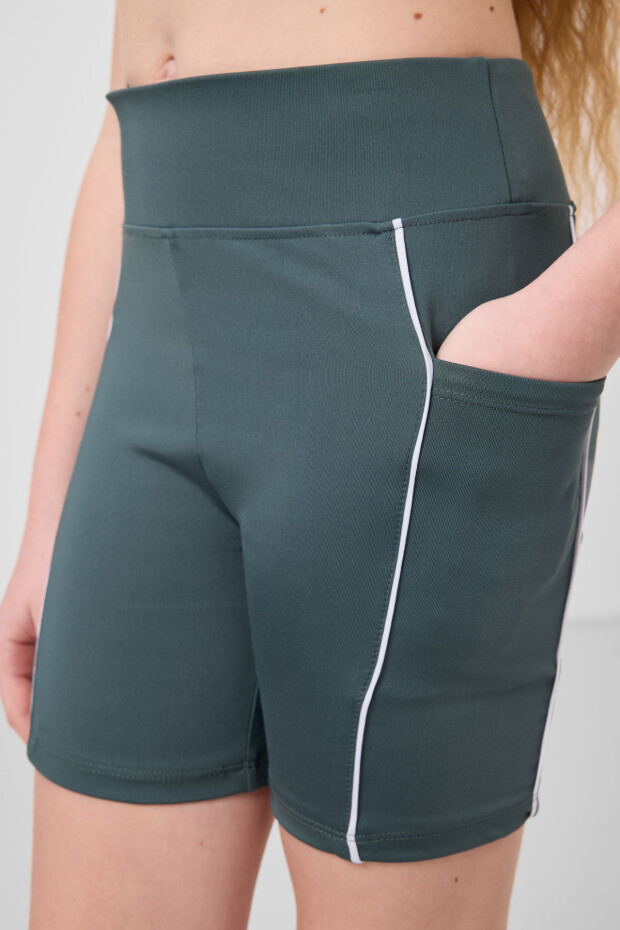 Orman Yeşili Esnek Standart Fit Basic Performans Kız Çocuk Tayt - 75189 - 4