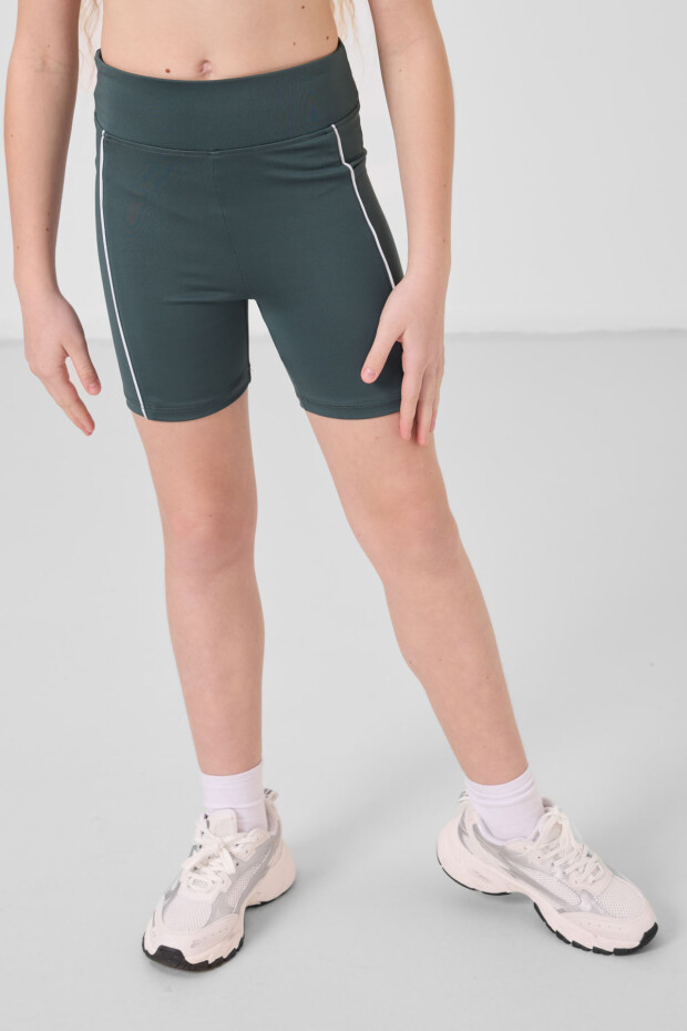Orman Yeşili Esnek Standart Fit Basic Performans Kız Çocuk Tayt - 75189 - 3