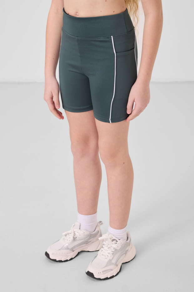Orman Yeşili Esnek Standart Fit Basic Performans Kız Çocuk Tayt - 75189 - 1