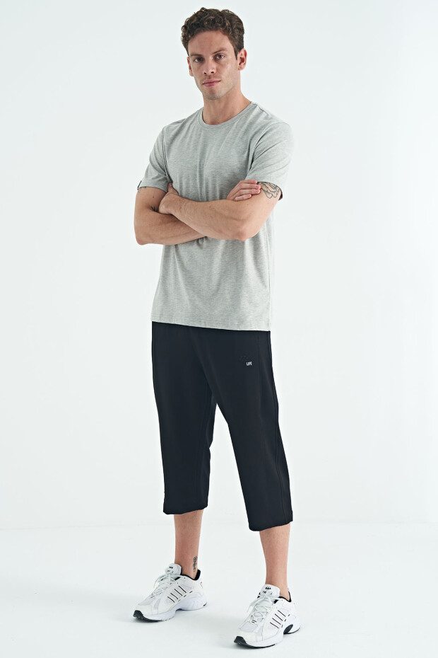 Gri Melanj Erkek Basic Kısa Kol Standart Kalıp O Yaka T-shirt - 87911 - 2