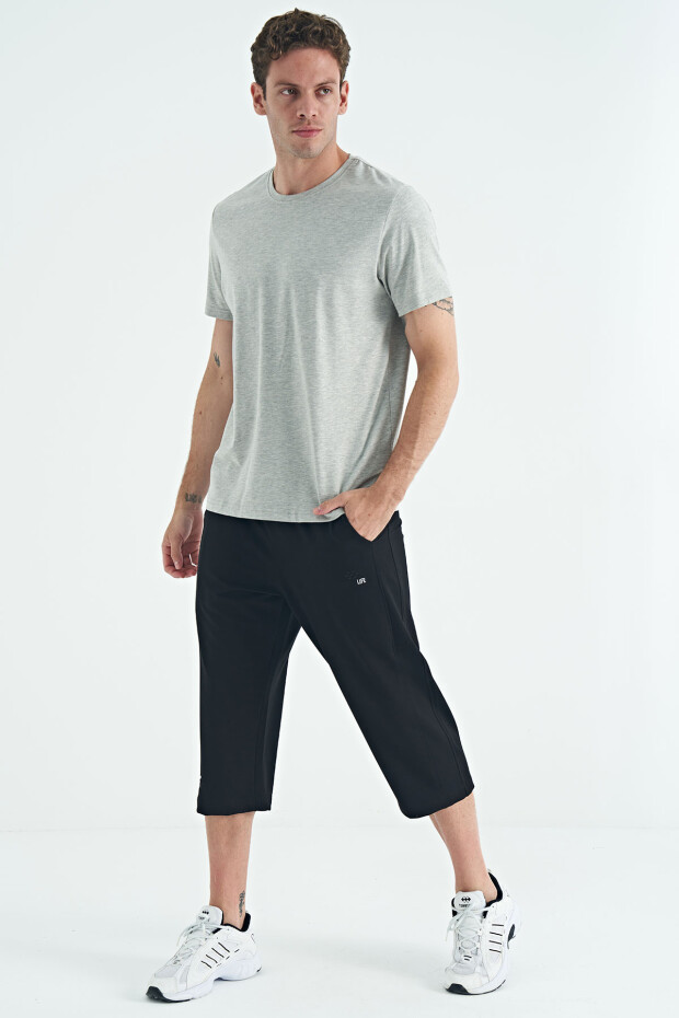 Gri Melanj Erkek Basic Kısa Kol Standart Kalıp O Yaka T-shirt - 87911 - 5