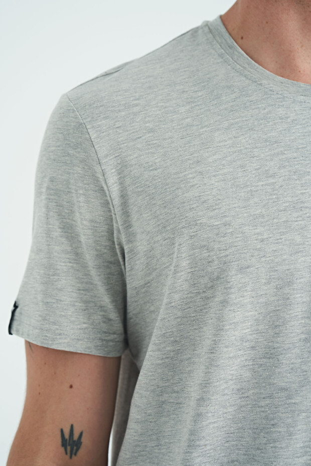 Gri Melanj Erkek Basic Kısa Kol Standart Kalıp O Yaka T-shirt - 87911 - 4