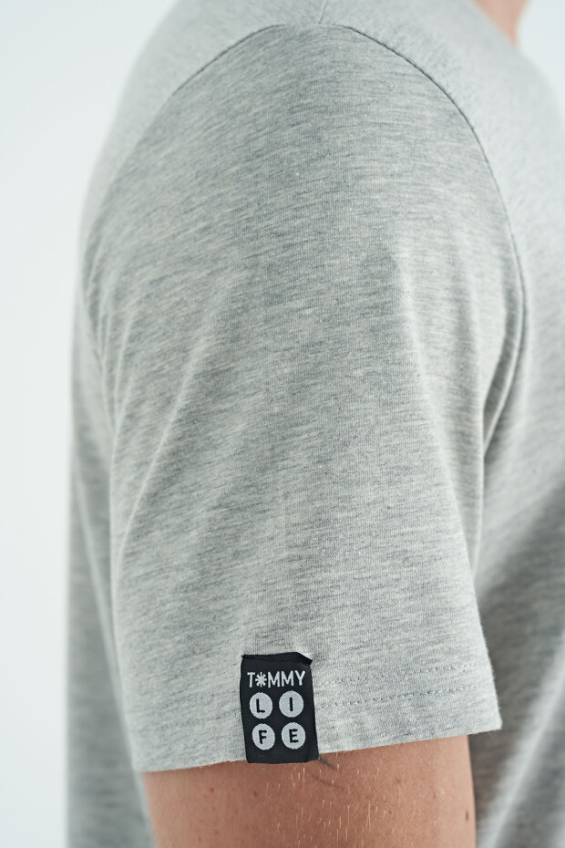 Gri Melanj Erkek Basic Kısa Kol Standart Kalıp O Yaka T-shirt - 87911 - 7