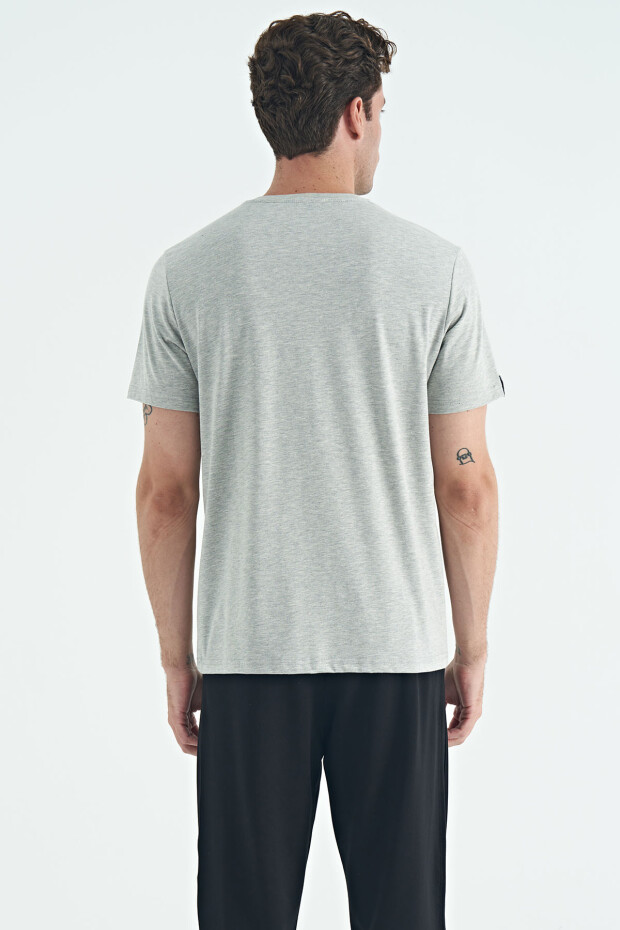 Gri Melanj Erkek Basic Kısa Kol Standart Kalıp O Yaka T-shirt - 87911 - 8