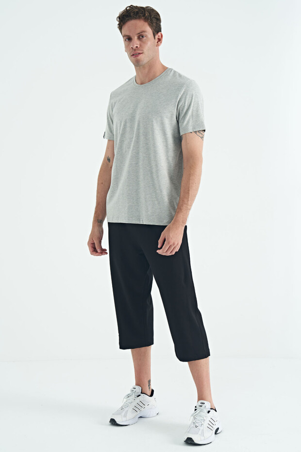 Gri Melanj Erkek Basic Kısa Kol Standart Kalıp O Yaka T-shirt - 87911 - 6
