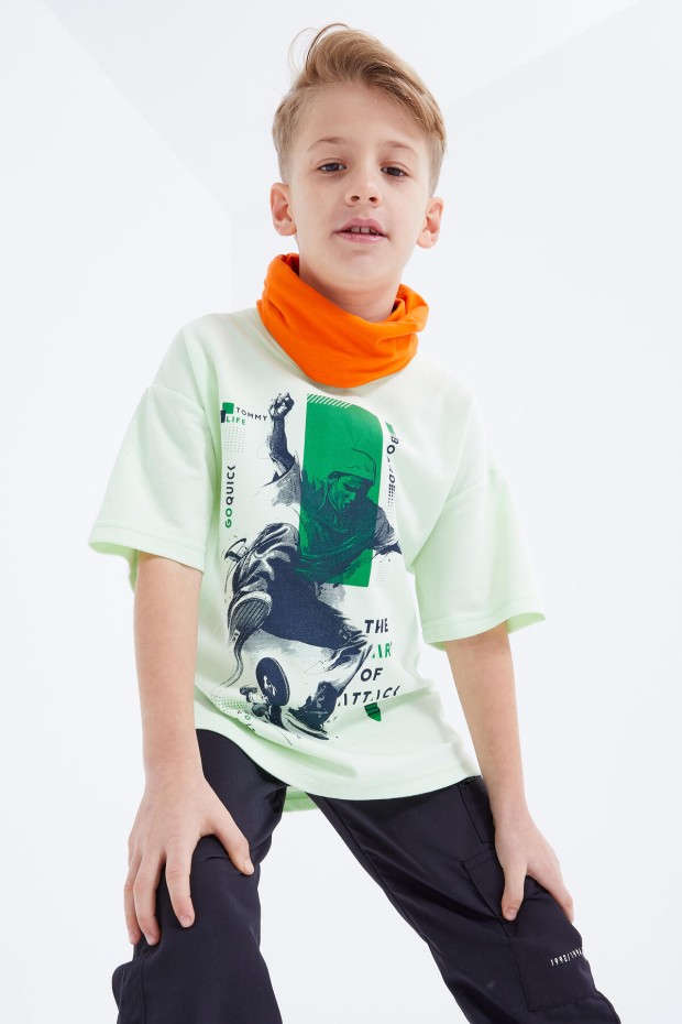 Tommy Life Açık Yeşil Baskılı Kısa Kollu O Yaka Erkek Çocuk T-Shirt - 10912. 2
