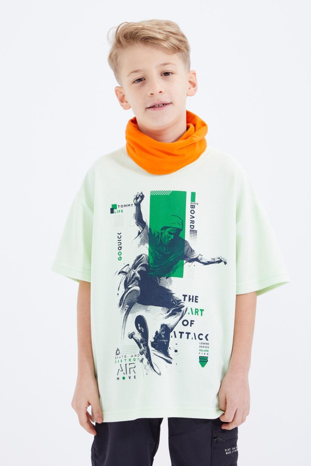 Tommy Life Açık Yeşil Baskılı Kısa Kollu O Yaka Erkek Çocuk T-Shirt - 10912. 4