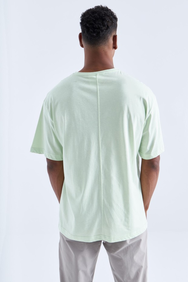 Tommy Life Açık Yeşil Büyük Baskılı O Yaka Erkek Oversize T-Shirt - 88092. 5 Tommy Life Açık Yeşil Büyük Baskılı O Yaka Erkek Oversize T-Shirt - 88092. 5