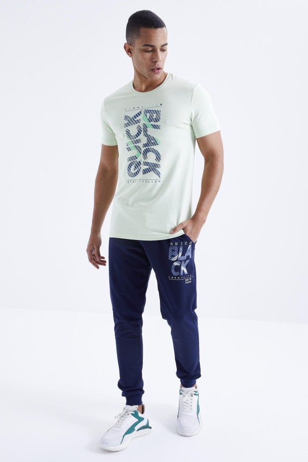 Tommy Life Açık Yeşil - İndigo Baskı Detaylı O Yaka Standart Kalıp Manşetli Erkek Eşofman Takım - 85173. 3 Tommy Life Açık Yeşil - İndigo Baskı Detaylı O Yaka Standart Kalıp Manşetli Erkek Eşofman Takım - 85173. 3
