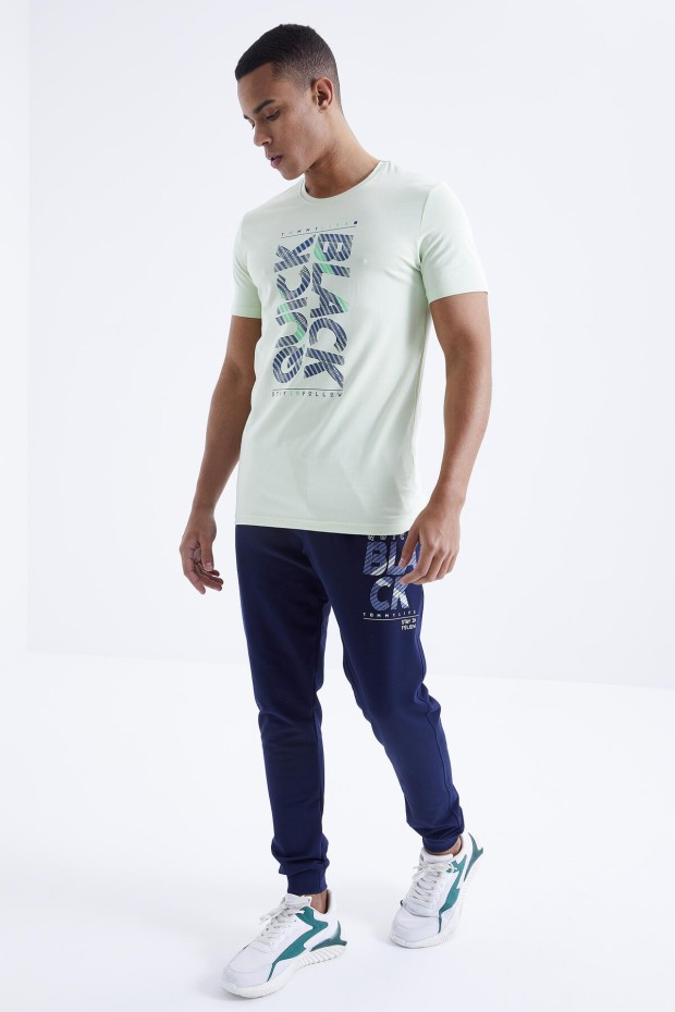 Tommy Life Açık Yeşil - İndigo Baskı Detaylı O Yaka Standart Kalıp Manşetli Erkek Eşofman Takım - 85173. 7 Tommy Life Açık Yeşil - İndigo Baskı Detaylı O Yaka Standart Kalıp Manşetli Erkek Eşofman Takım - 85173. 7