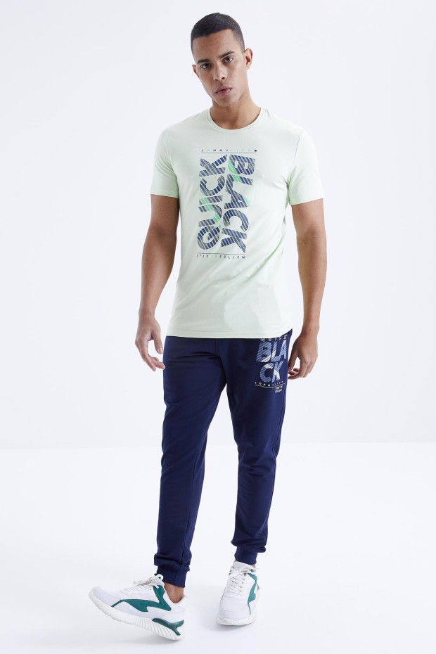 Tommy Life Açık Yeşil - İndigo Baskı Detaylı O Yaka Standart Kalıp Manşetli Erkek Eşofman Takım - 85173. 6 Tommy Life Açık Yeşil - İndigo Baskı Detaylı O Yaka Standart Kalıp Manşetli Erkek Eşofman Takım - 85173. 6
