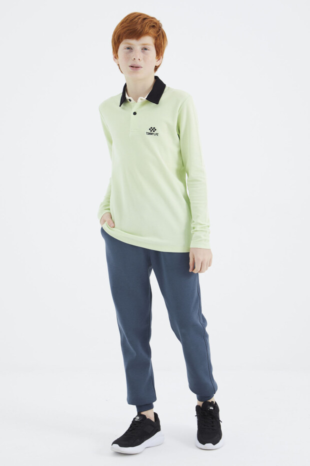 Açık Yeşil Polo Yaka Basic Erkek Çocuk T-Shirt - 11171 - 2